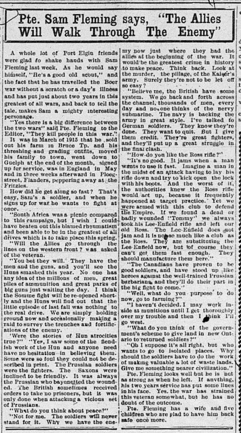 Port Elgin Times, February 28, 1917, p.1